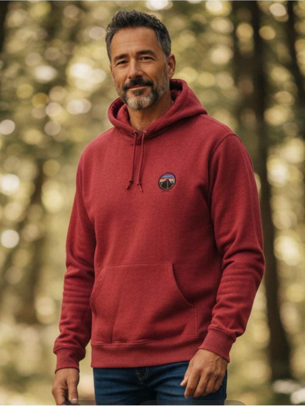 Patagonia Maroon Pullover Hoodie with Chest Patch size Large